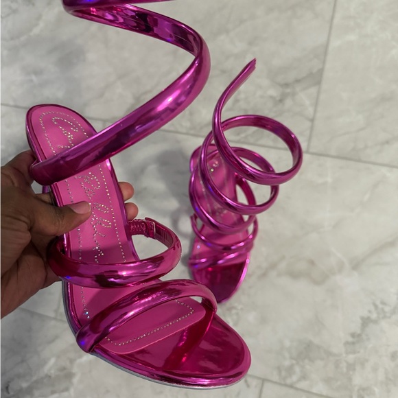 Cape Robbin Metallic Pink Wrap Around Heels - Picture 3 of 6